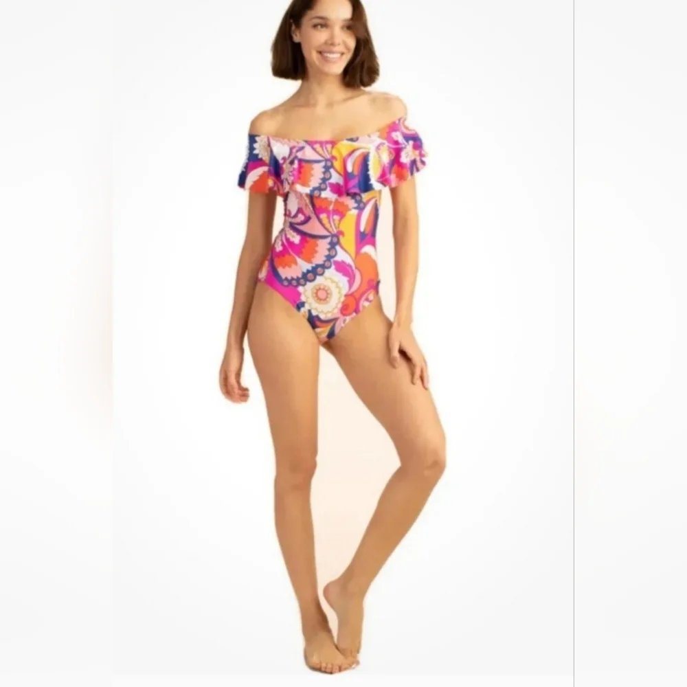 Trina Turk Sevilla One Piece Off Shoulder Ruffle - Picture 13 of 16